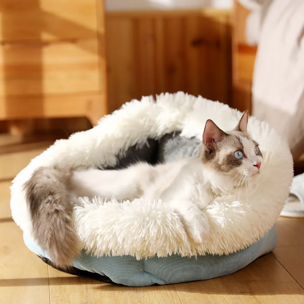 Мягкий кошачий лежак теплая Лежанка для котенок щенок коралловый флис маленькая