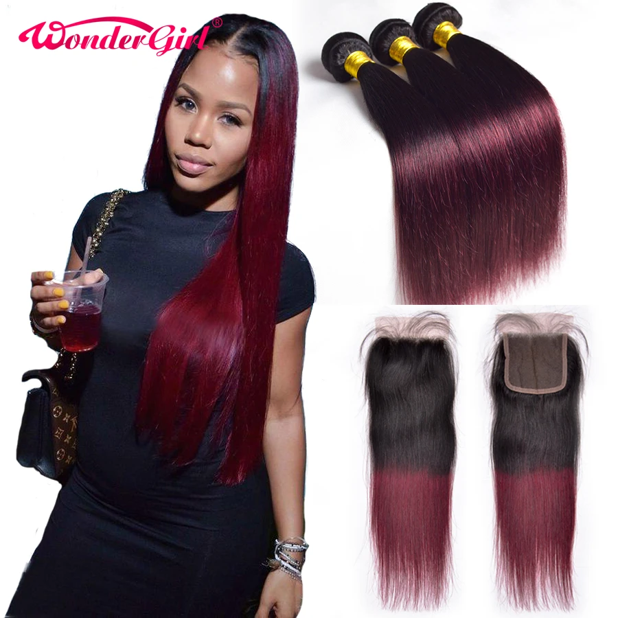 T1B/99J Ombre Bundles With Closure 3pcs Human Hair Bundles With Closure Brazilian Straight Hair Bundles With Closure Non Remy
T1B/99J Ombre Bundles With Closure 3pcs Human Hair Bundles With Closure Brazilian Straight Hair Bundles With Closure Non Remy