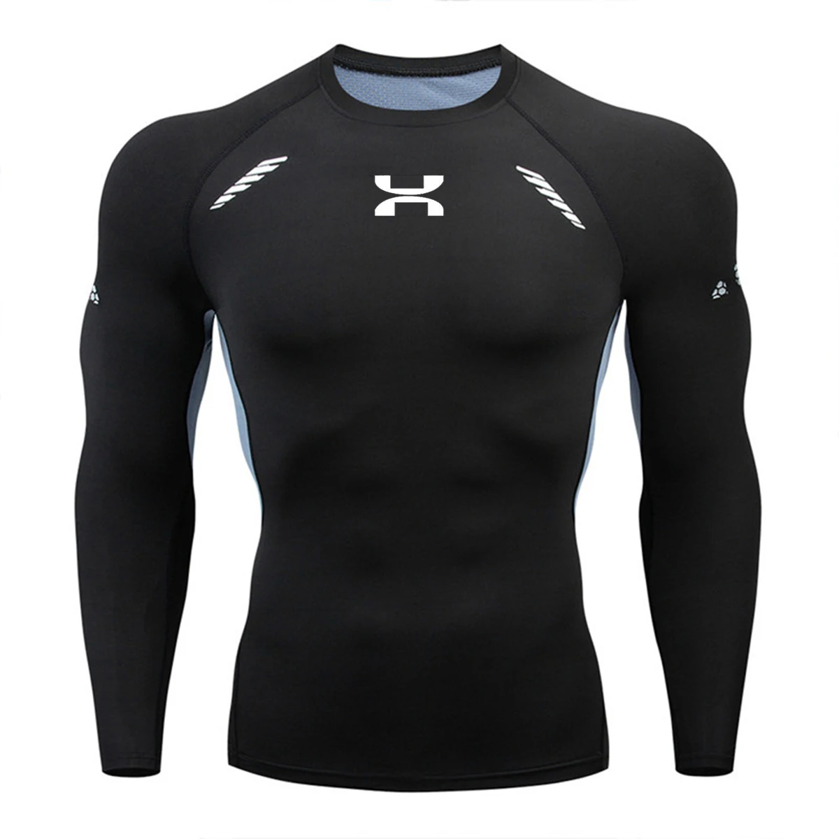 Новая брендовая футболка с длинным рукавом Спортивная Мужская для бега фитнеса