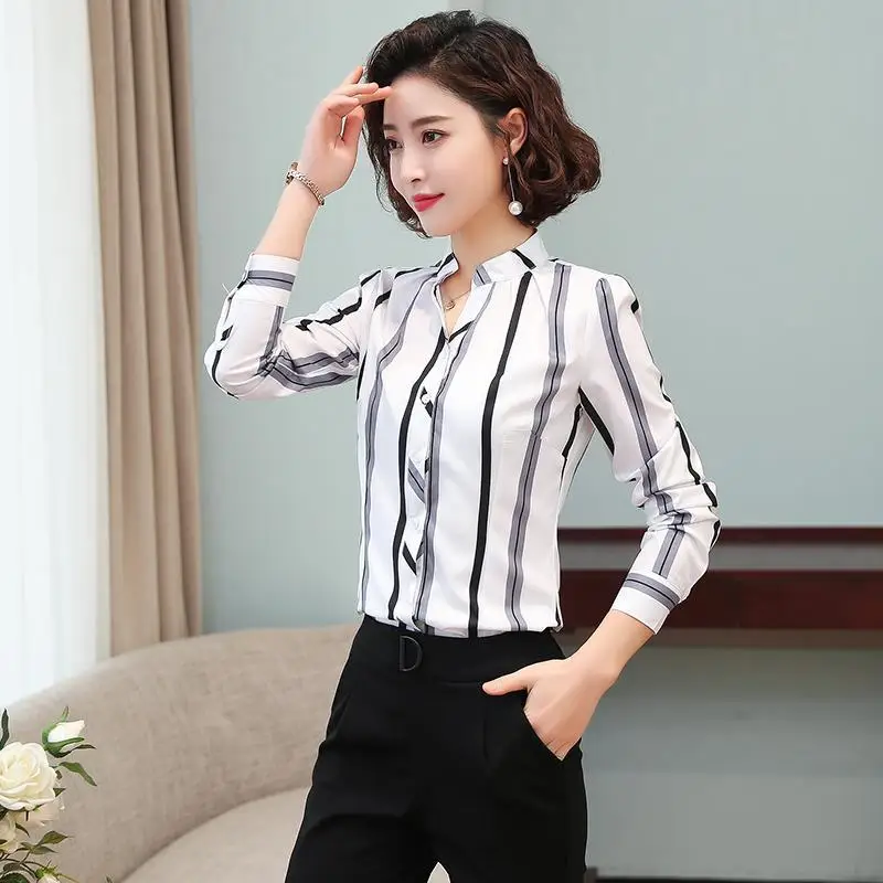 French Fashion Women's Long Sleeve Chiffon Shirt Cotton Soft Slim Summer Lady's Blouses Printed With Black and White Stripes
French Fashion Women's Long Sleeve Chiffon Shirt Cotton Soft Slim Summer Lady's Blouses Printed With Black and White Stripes