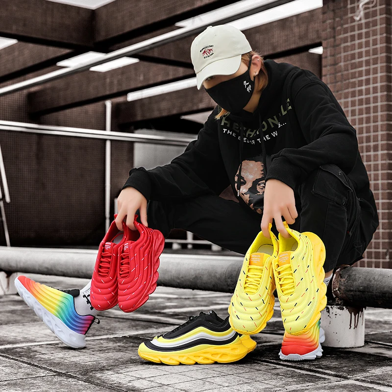 Flex Stretch Men Running Shoes Cushioning Big Bottom Sneaker Rainbow Flat Men Shoes Blade Spring Outdoor Walking Athletic Tennis
Flex Stretch Men Running Shoes Cushioning Big Bottom Sneaker Rainbow Flat Men Shoes Blade Spring Outdoor Walking Athletic Tennis