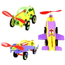 DIY STEAM Toy Rubber Band Power Airplane Car EVA Racing Paper Jet Glider Model Science Learning Toy Children Education Tool Prop