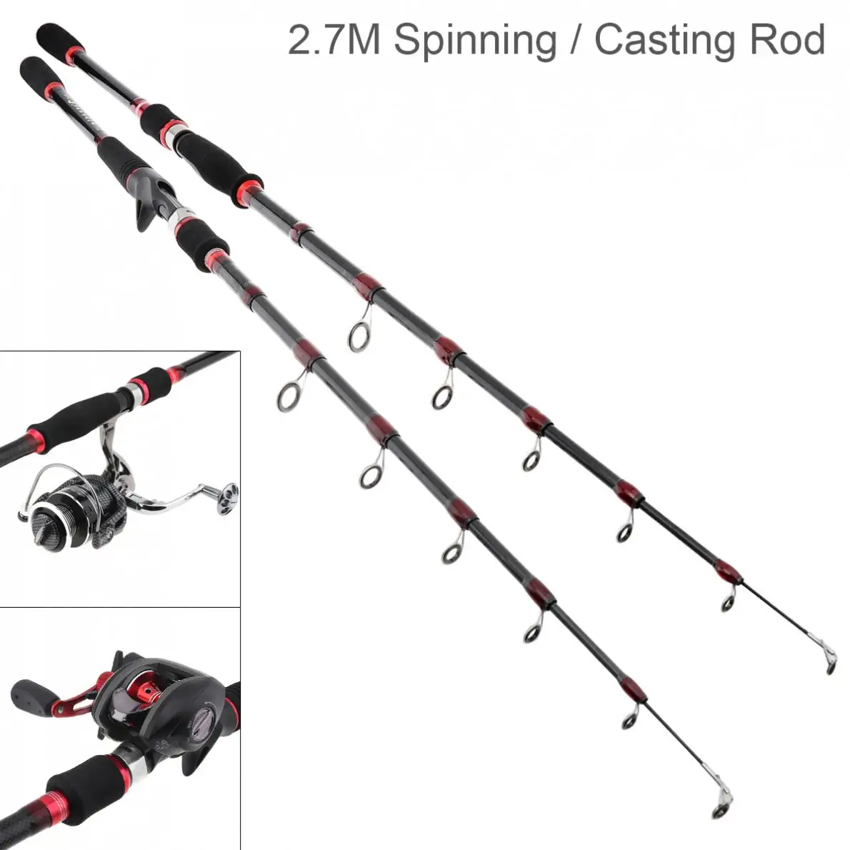 2.7m 7 Section Carbon Fiber Lure Fishing Rod Travel Ultra Light Spinning / Casting Fishing Pole Fishing Tools
2.7m 7 Section Carbon Fiber Lure Fishing Rod Travel Ultra Light Spinning / Casting Fishing Pole Fishing Tools