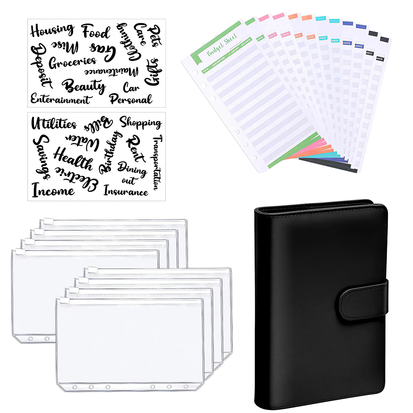 A6 Leather Notebook Binder Budget Set Planning Notepad 6-Ring Binder Sleeve, Binder Pockets, Cost Budget Sheets Money Saving
A6 Leather Notebook Binder Budget Set Planning Notepad 6-Ring Binder Sleeve, Binder Pockets, Cost Budget Sheets Money Saving