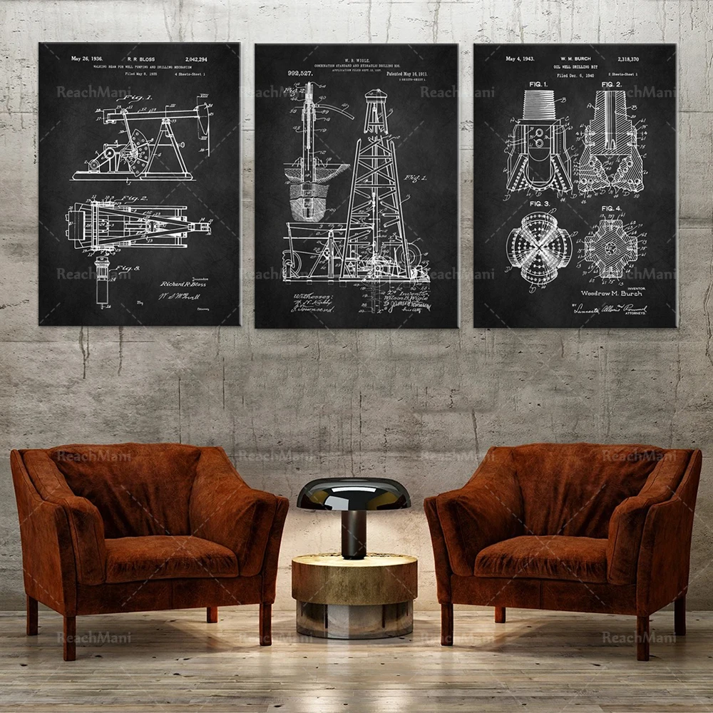 Patent prints of oil rigs, Texas Petroleum, Wildcatter Roughneck, well pump jacks, drill bits, industrial blueprint posters
Patent prints of oil rigs, Texas Petroleum, Wildcatter Roughneck, well pump jacks, drill bits, industrial blueprint posters