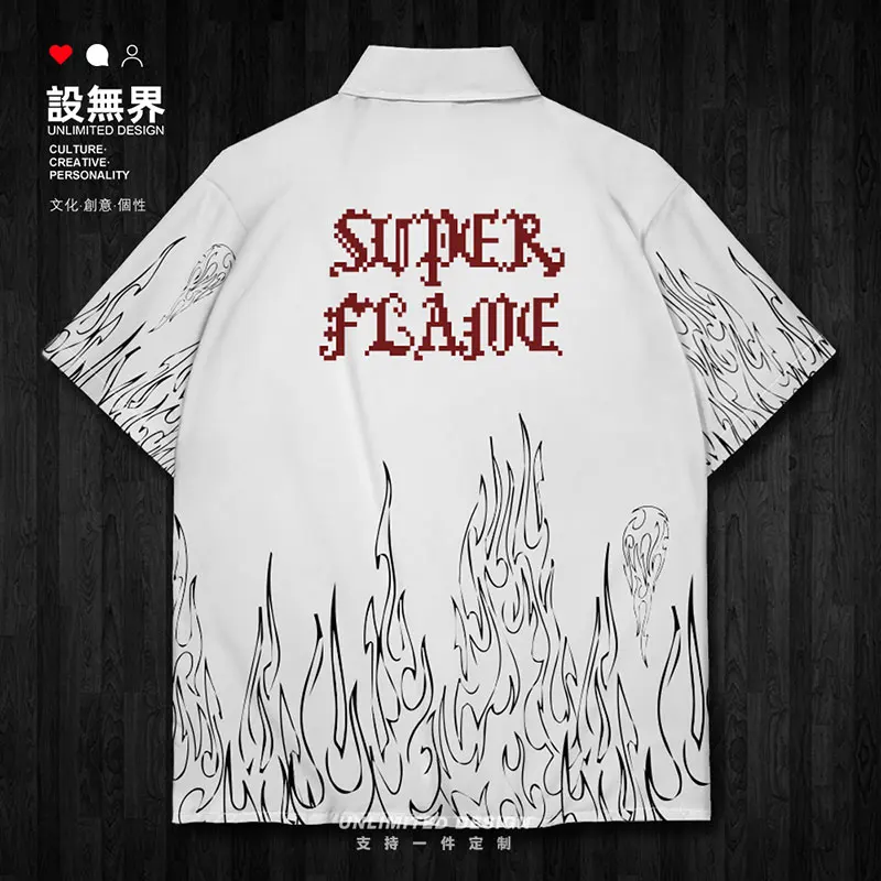 hip-hop RAP parkour flame gradient orange black white Short-Sleeved shirt Tops cardigan new shirt for men Print Clothes Summer
hip-hop RAP parkour flame gradient orange black white Short-Sleeved shirt Tops cardigan new shirt for men Print Clothes Summer