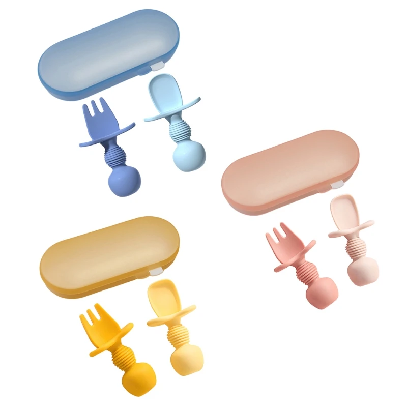 2 Pcs Baby Spoon Fork Set Soft Silicone Teether Toys Anti-slip Learning Training Feeding Utensils Tableware BPA Free
2 Pcs Baby Spoon Fork Set Soft Silicone Teether Toys Anti-slip Learning Training Feeding Utensils Tableware BPA Free