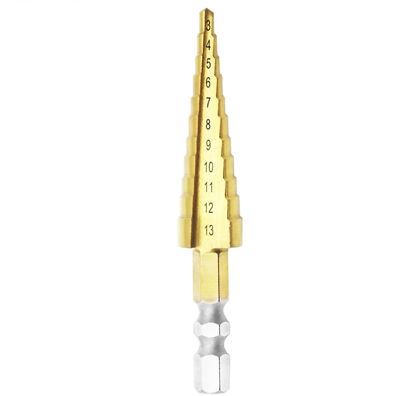 3~13mm 11 steps Reaming Drill 4214 High Speed Steel Mahua Bit Steel Plate Hole Opener Electric Drill Tool Hole Saw Multiuse Tool
3~13mm 11 steps Reaming Drill 4214 High Speed Steel Mahua Bit Steel Plate Hole Opener Electric Drill Tool Hole Saw Multiuse Tool