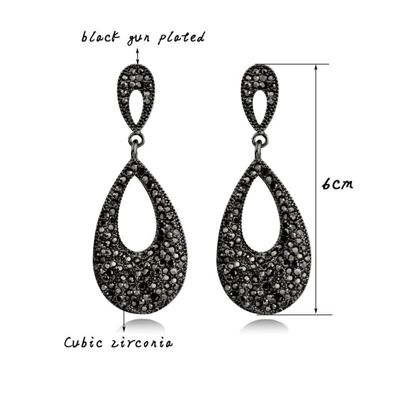 LEEKER Vintage Big Waterdrop Dangle Earrings Black Silver Color Full Cubic Zirconia Party Earrings For Women Jewelry 116 LK2
LEEKER Vintage Big Waterdrop Dangle Earrings Black Silver Color Full Cubic Zirconia Party Earrings For Women Jewelry 116 LK2