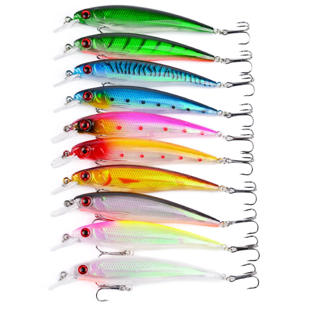 1 шт. Minnow приманки для ловли рыбы 110mm/13 8g жесткая приманка воблер Crankbait 3D глаза
