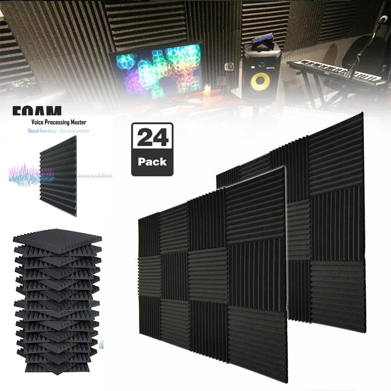 24 Pcs Acoustic Foam Panels Soundproof Studio Wedges Tiles for Music Room KTV Home VJ-Drop
24 Pcs Acoustic Foam Panels Soundproof Studio Wedges Tiles for Music Room KTV Home VJ-Drop