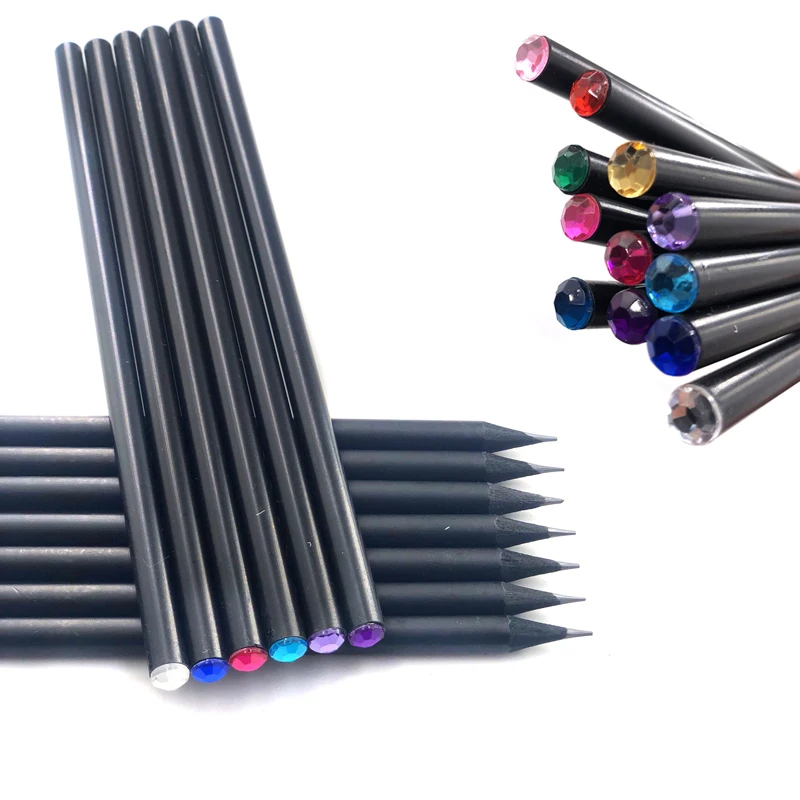 

14Pcs/Set Pencil Hb Diamond Color Pencil with eraser Sharpener Stationery Items Drawing Supplies Cute Pencils For School Office