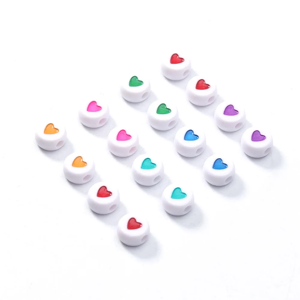100pcs/lot Diameter 7mm Acrylic Beads Flat Round With Heart Charm Beads 2mm hole Fit For Bracelet Necklace Diy Jewelry Making
100pcs/lot Diameter 7mm Acrylic Beads Flat Round With Heart Charm Beads 2mm hole Fit For Bracelet Necklace Diy Jewelry Making