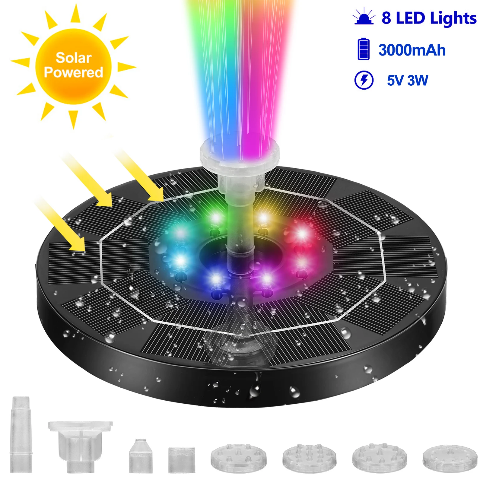 NEW Hot Sale! 5V/3W Solar Water Fountain Pump Colorful LED Lights Floating Garden Fountain Pump Swimming Pools Pond Lawn Decor
NEW Hot Sale! 5V/3W Solar Water Fountain Pump Colorful LED Lights Floating Garden Fountain Pump Swimming Pools Pond Lawn Decor