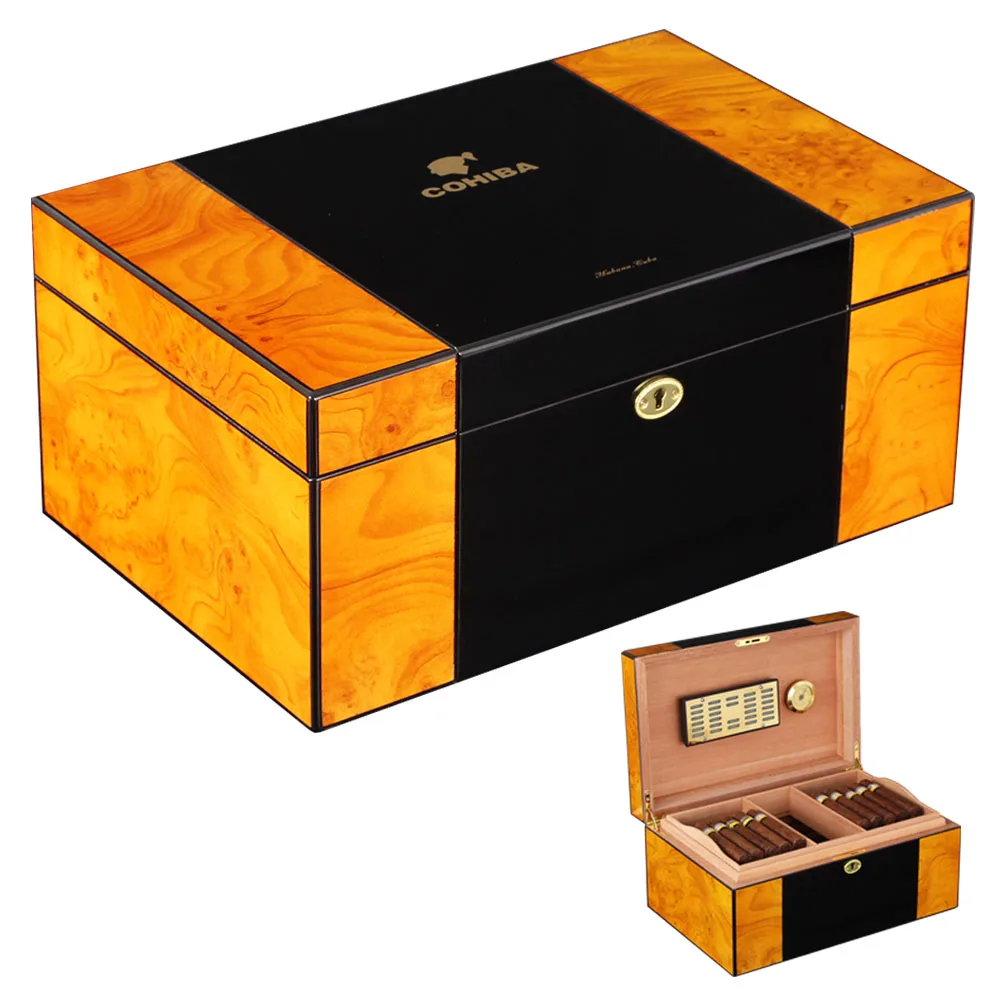 Коробка для сигар COHIBA большая емкость кедровый Деревянный чехол глянцевая