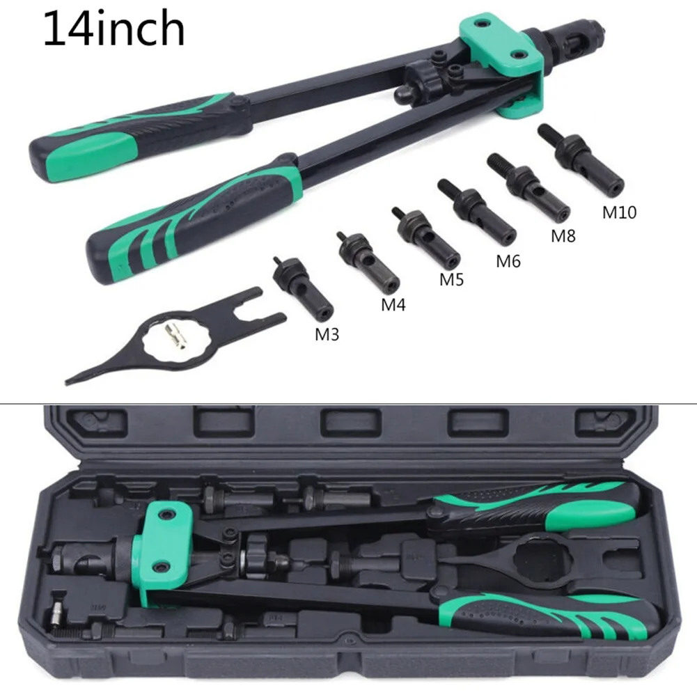 14inch Manual Riveter Gun Green Rivet Nut Tool Rivet Setting Tool Nut Setter Tool M3-M10 High Quality Rivet Repair Tool Set
14inch Manual Riveter Gun Green Rivet Nut Tool Rivet Setting Tool Nut Setter Tool M3-M10 High Quality Rivet Repair Tool Set
