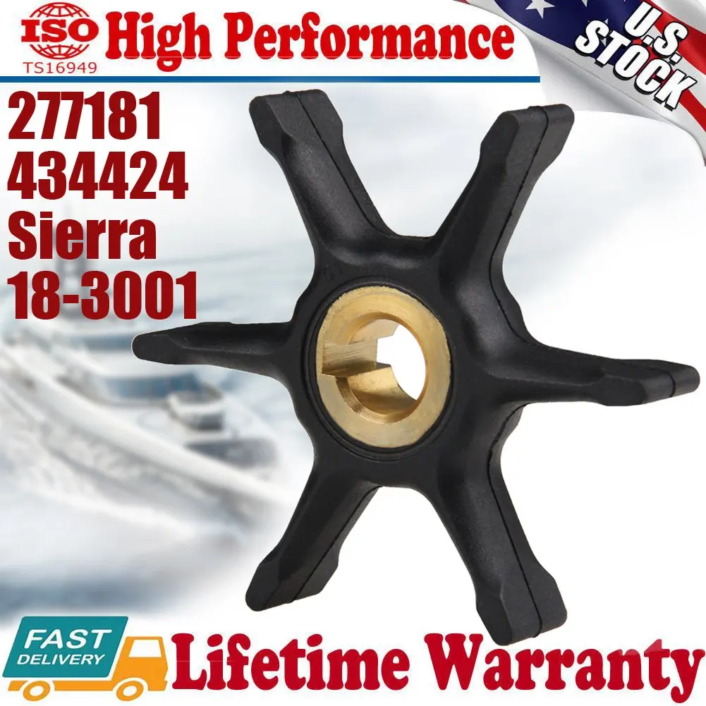 Water Pump Impeller for Johnson Evinrude 3HP 4HP 5HP 5.5HP 6HP 7.5HP 1965-1977 Outboard Motor 6 Blades Boat Parts & Accessories
Water Pump Impeller for Johnson Evinrude 3HP 4HP 5HP 5.5HP 6HP 7.5HP 1965-1977 Outboard Motor 6 Blades Boat Parts & Accessories