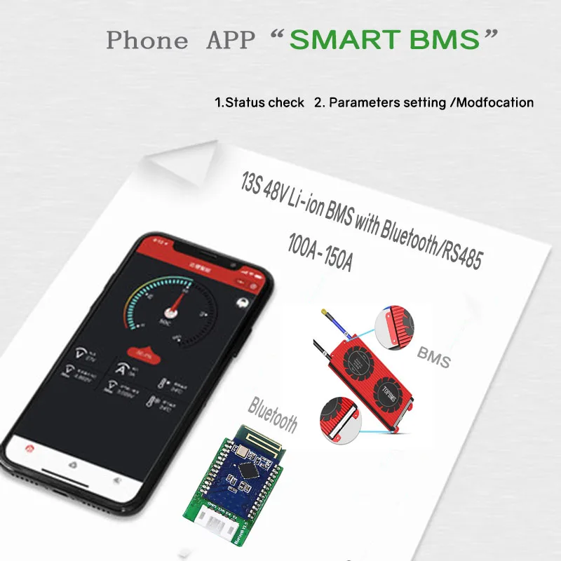 16 S 48 В LiFePo4 BMS100A150A с Bluetooth-приложением для телефона RS485 CAN NTC UART GPS для LiFePo4 аккумуляторов 3,2 в, подключенный в 16 серии
16 S 48 В LiFePo4 BMS100A150A с Bluetooth-приложением для телефона RS485 CAN NTC UART GPS для LiFePo4 аккумуляторов 3,2 в, подключенный в 16 серии