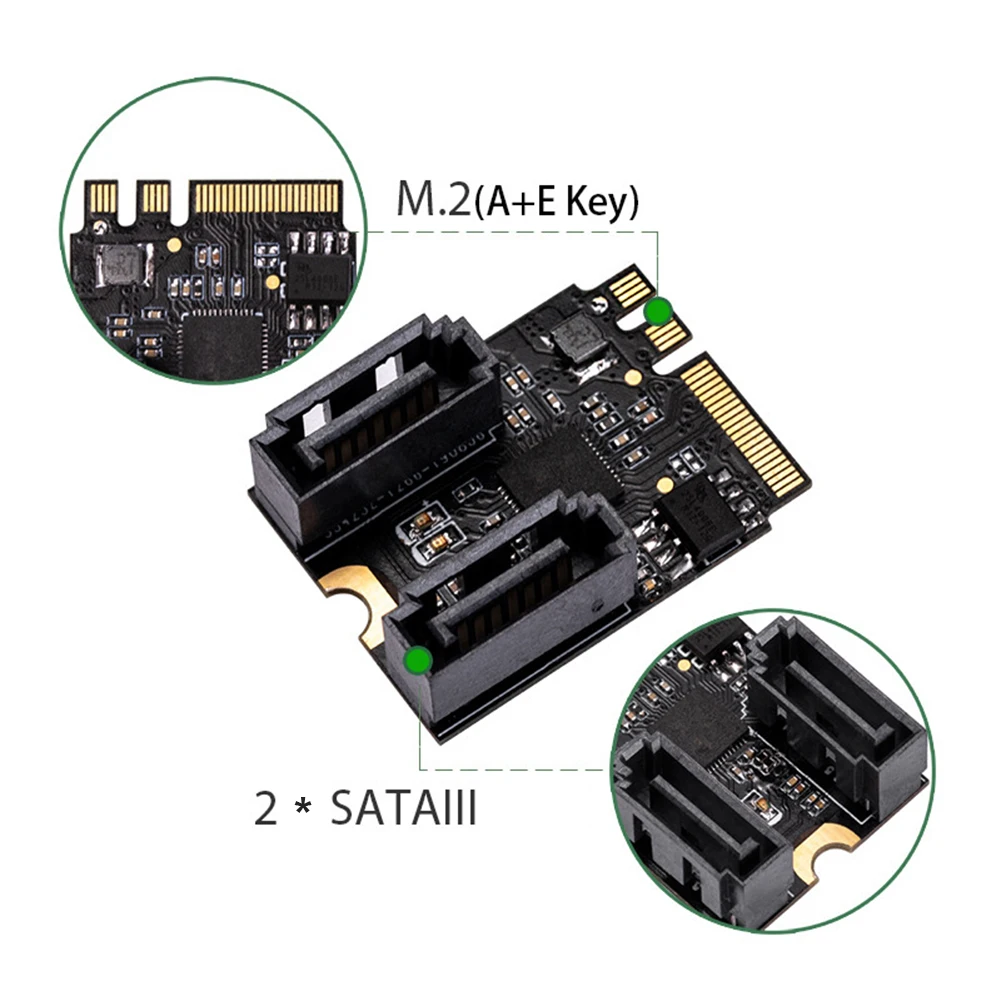 M.2 A Key + E Key to SATA 3 Adapter NGFF to 2 Ports SATA III Revision 3.2 Card Driver Free
M.2 A Key + E Key to SATA 3 Adapter NGFF to 2 Ports SATA III Revision 3.2 Card Driver Free