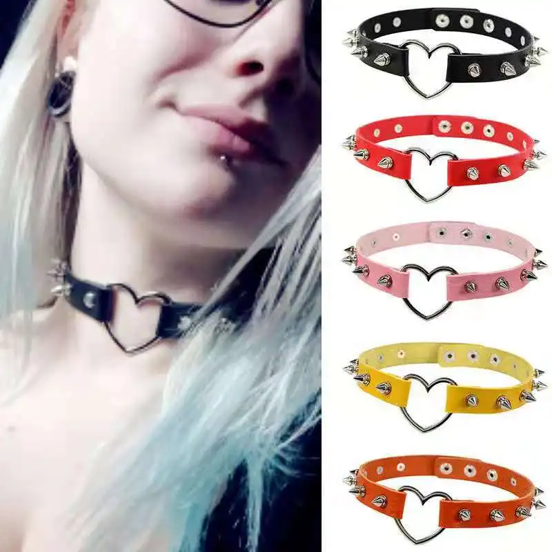 2021 Necklace for Women Punk Love Heart Leather Chocker Gothic Spike Choker Collar Women Harness Necklaces Gothic Jewelry 1pc
2021 Necklace for Women Punk Love Heart Leather Chocker Gothic Spike Choker Collar Women Harness Necklaces Gothic Jewelry 1pc