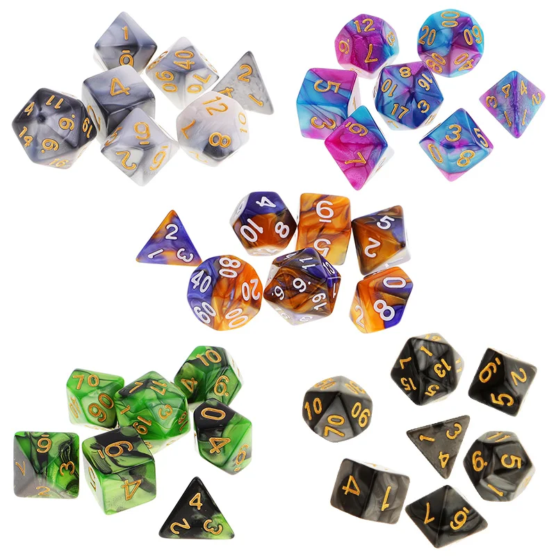 7Pcs Polyhedral Dice Game Dices Set for RPG Dungeons and Dragons DND MTG D20 D12 D10 D8 D6 D4 Table Board |