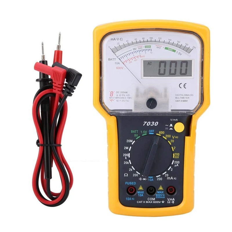 KT7030 AC/DC Analog Multimeter Tester, Digital Analog Multimeter Tester Double Display Voltage Resistance Pointer Multimeter Tes
KT7030 AC/DC Analog Multimeter Tester, Digital Analog Multimeter Tester Double Display Voltage Resistance Pointer Multimeter Tes