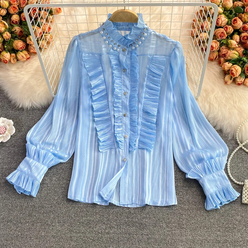 Рубашка с воротником-стойкой и длинным рукавом, женское платье, Осеннее милое платье с оборками, модная однотонная Свободная Повседневная Б...
Рубашка с воротником-стойкой и длинным рукавом, женское платье, Осеннее милое платье с оборками, модная однотонная Свободная Повседневная Б...