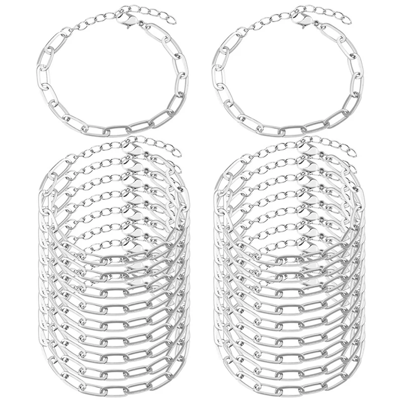 20Pcs Bracelet Kit Alloy Link With Lobster Clasp, Suitable For Christmas DIY Ladies Jewelry Bracelet Making (Silver)
20Pcs Bracelet Kit Alloy Link With Lobster Clasp, Suitable For Christmas DIY Ladies Jewelry Bracelet Making (Silver)