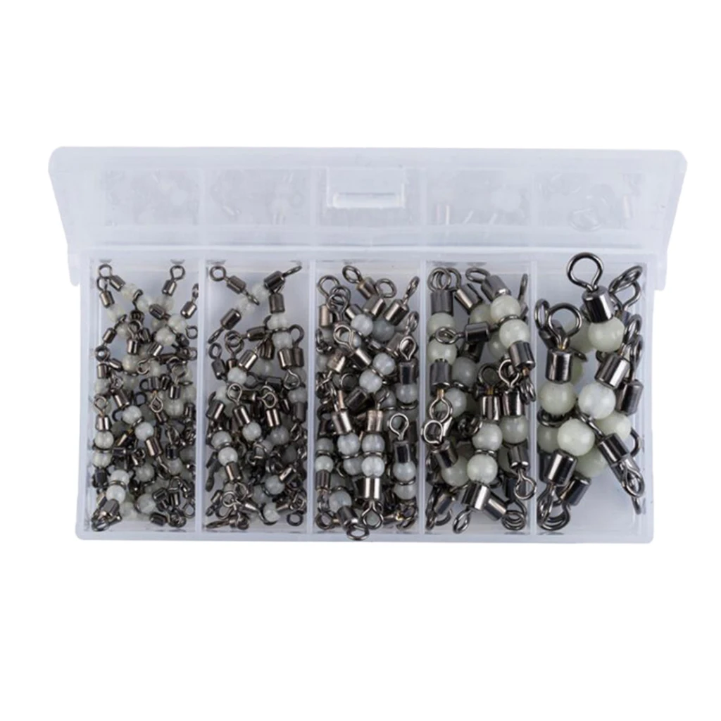50Pcs/Box Luminous Three Way Rolling T-Turn Barrel Swivels Fishing Tackles 
50Pcs/Box Luminous Three Way Rolling T-Turn Barrel Swivels Fishing Tackles
