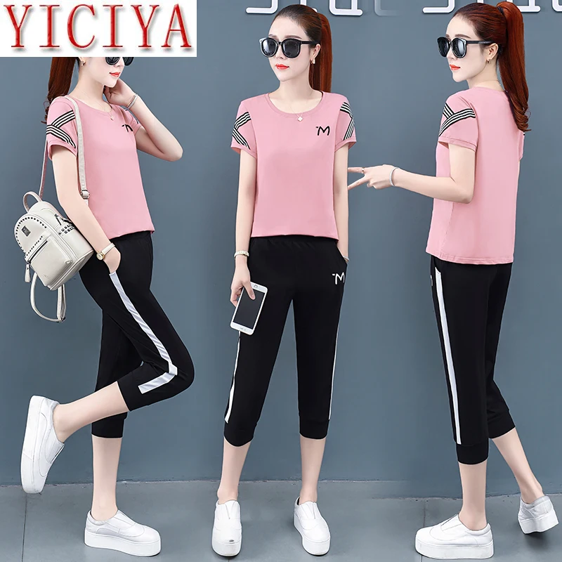 Cotton 2 Piece Set Women Summer Middle-aged Sports Suit Female Short-sleeved round Neck T-shirt two Piece Short Set For Women
Cotton 2 Piece Set Women Summer Middle-aged Sports Suit Female Short-sleeved round Neck T-shirt two Piece Short Set For Women