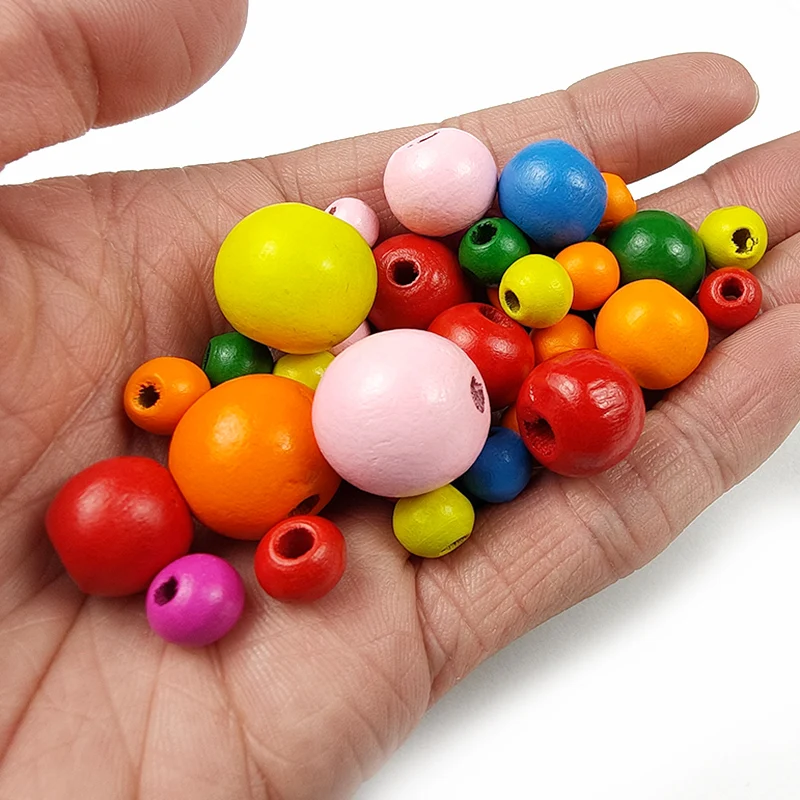 

UPGFNK 500pcs Multicolor Round Wood Beads 4/6/8mm Wooden Spacer Beads for Jewelry Making Baby Rattle Pacifier Beading Findings