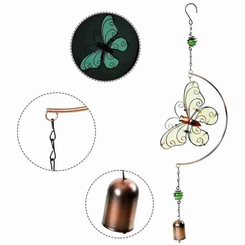 

Luminous Wrought Iron Wind Chime Butterfly Dragonfly Home Garden 1pc Ornaments Balcony Creative Pendant Decor S5Y0
