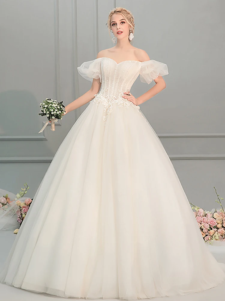 Vintage Elegant Wedding Dress With Tulle Beads And Sequins One-Line Neck Strapless Lace-Up Back A-Line Plus Size Customization
Vintage Elegant Wedding Dress With Tulle Beads And Sequins One-Line Neck Strapless Lace-Up Back A-Line Plus Size Customization
