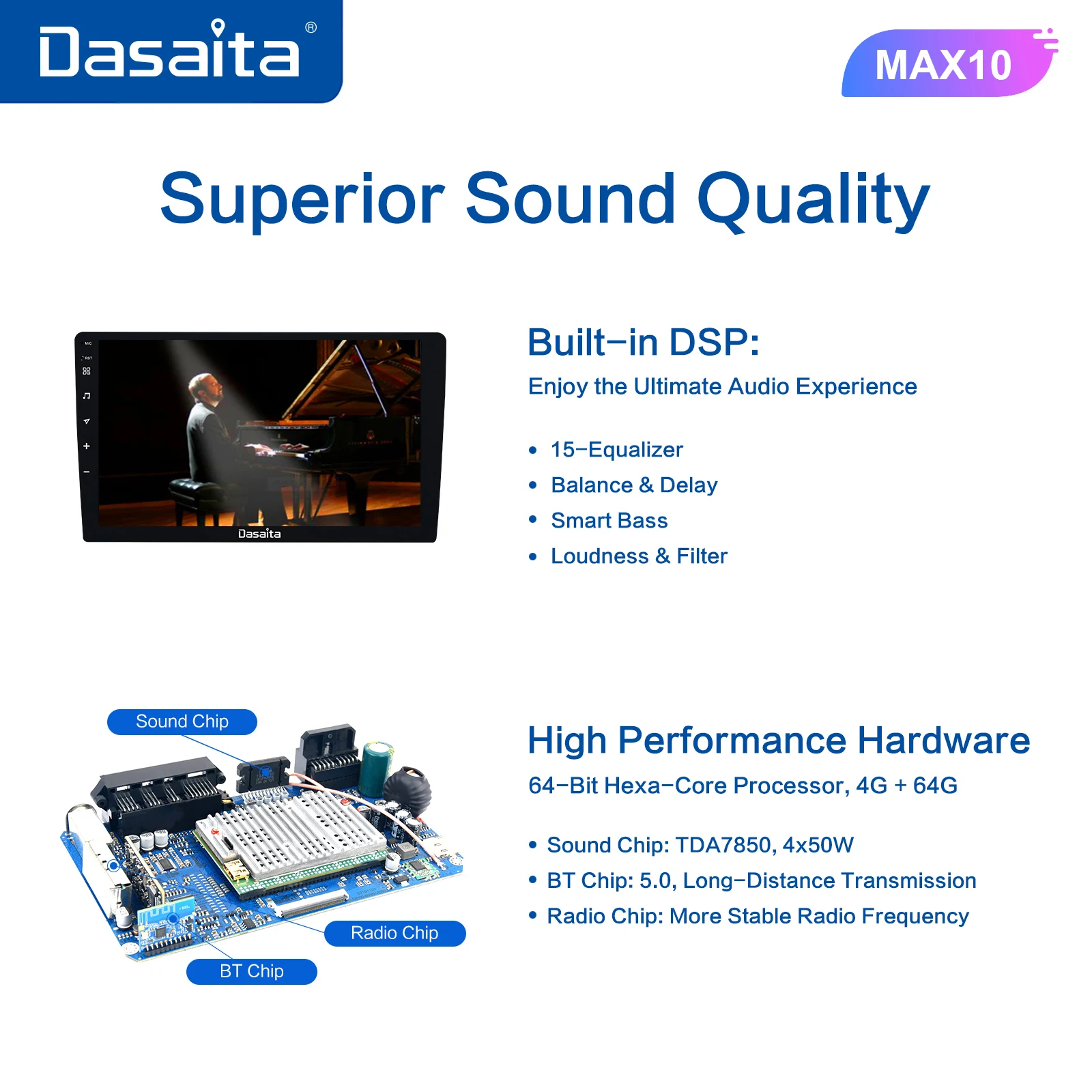 Dsaita 10.2" IPS 1280*720 Screen Car Android 10.0 Radio 1 Din for VW Golf 7 GPS 2013 2014 2015 2016 2017 Navigation TDA7850
Dsaita 10.2" IPS 1280*720 Screen Car Android 10.0 Radio 1 Din for VW Golf 7 GPS 2013 2014 2015 2016 2017 Navigation TDA7850