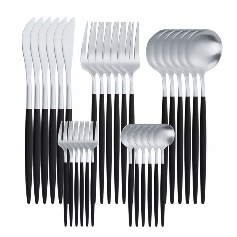 30Pcs Gold Dinnerware Set Stainless Steel Black Silver Dinnerware Set Knife Fork Spoon Tea Spoon Cutlery Set Kitchen Silverware
30Pcs Gold Dinnerware Set Stainless Steel Black Silver Dinnerware Set Knife Fork Spoon Tea Spoon Cutlery Set Kitchen Silverware
