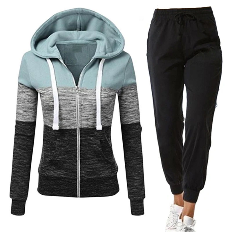 Autumn Winter Jacket Tracksuit Woman Set Sweatshirts Long Sleeve Zipper Patchwork Hoodie+Pants Female Outfits Women's Clothi
Autumn Winter Jacket Tracksuit Woman Set Sweatshirts Long Sleeve Zipper Patchwork Hoodie+Pants Female Outfits Women's Clothi