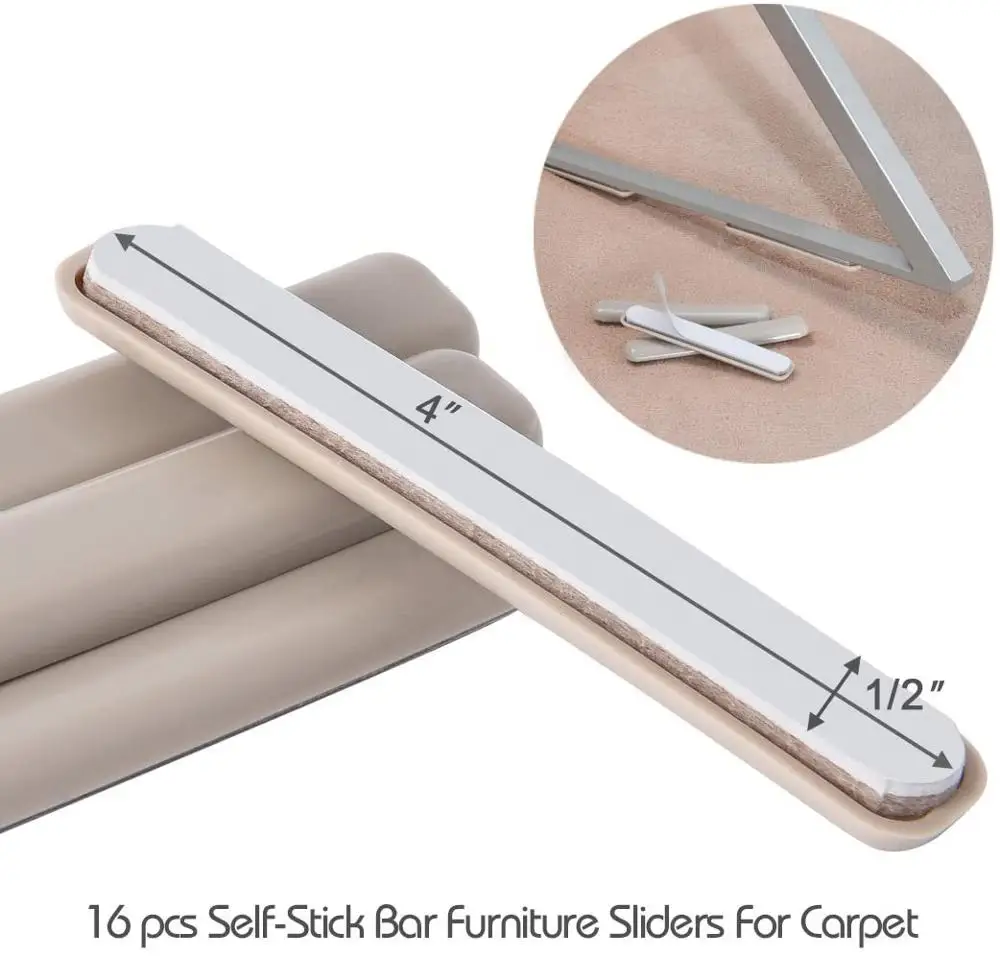 16Pack Self-Stick Furniture Sliders 1/2"x 4" Furniture Moving Pads Heavy Duty Adhesive Furniture Slider for Carpet 
16Pack Self-Stick Furniture Sliders 1/2"x 4" Furniture Moving Pads Heavy Duty Adhesive Furniture Slider for Carpet