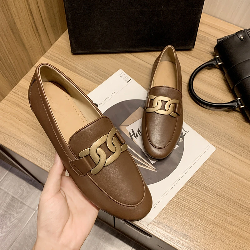 Luxury Brand Cowhide Flatswomen'S Loafers Spring And Autumn High Quality Leather Comfortable Soft Round Toe Shoes Pumps
Luxury Brand Cowhide Flatswomen'S Loafers Spring And Autumn High Quality Leather Comfortable Soft Round Toe Shoes Pumps