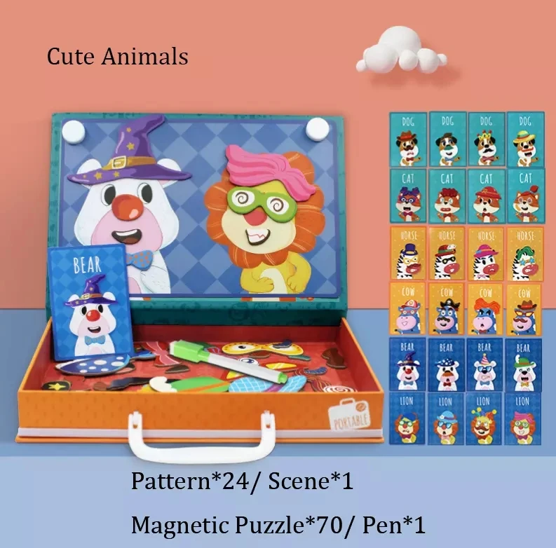 Wooden Magnetic Jigsaw Puzzles Toy, Toddler Craft Toys Educational Travel Puzzle Games Double Sided Drawing Easel for Toddlers
Wooden Magnetic Jigsaw Puzzles Toy, Toddler Craft Toys Educational Travel Puzzle Games Double Sided Drawing Easel for Toddlers