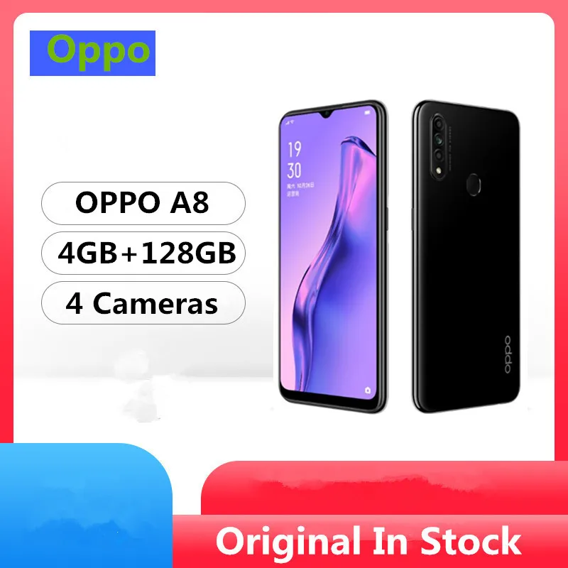 Фото Смартфон Oppo A8 4G LTE Helio P35 Android 9 0 6 5 дюйма IPS 128 X + ГБ 4 камеры сканер отпечатка