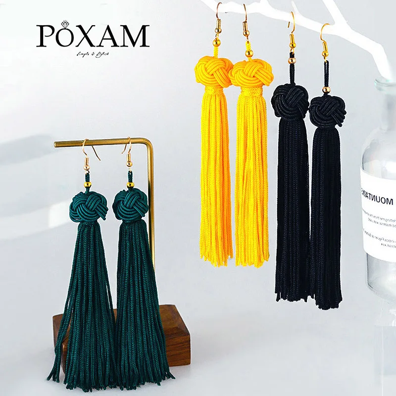 POXAM Fashion Ethnic Long Tassel Drop Earrings For Women Bohemian Yellow Red Black Silk Fabric Fringe Dangle Earing 2019 Jewelry
POXAM Fashion Ethnic Long Tassel Drop Earrings For Women Bohemian Yellow Red Black Silk Fabric Fringe Dangle Earing 2019 Jewelry