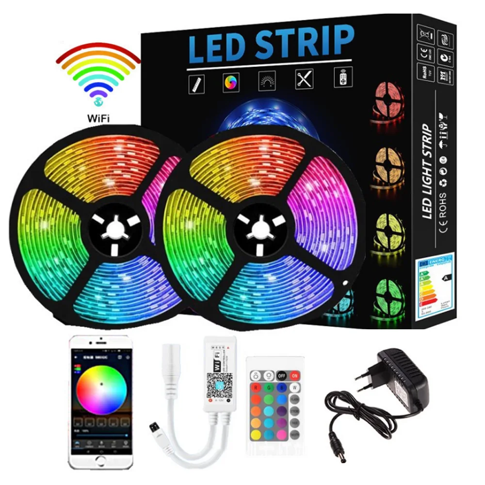 WiFi LED Strip Lights 5M RGB 2835SMD Flexible Ribbon Waterproof RGB LED Light 5M 10M Tape Diode DC 12V Control
WiFi LED Strip Lights 5M RGB 2835SMD Flexible Ribbon Waterproof RGB LED Light 5M 10M Tape Diode DC 12V Control