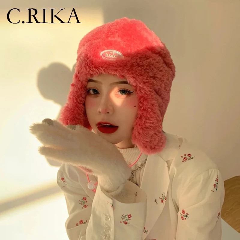 Зимние шапки с ушами из искусственного меха Русская Шапка с капюшоном из искусственного меха кролика женские шапки-бомберы женские толстые... 
Зимние шапки с ушами из искусственного меха Русская Шапка с капюшоном из искусственного меха кролика женские шапки-бомберы женские толстые...