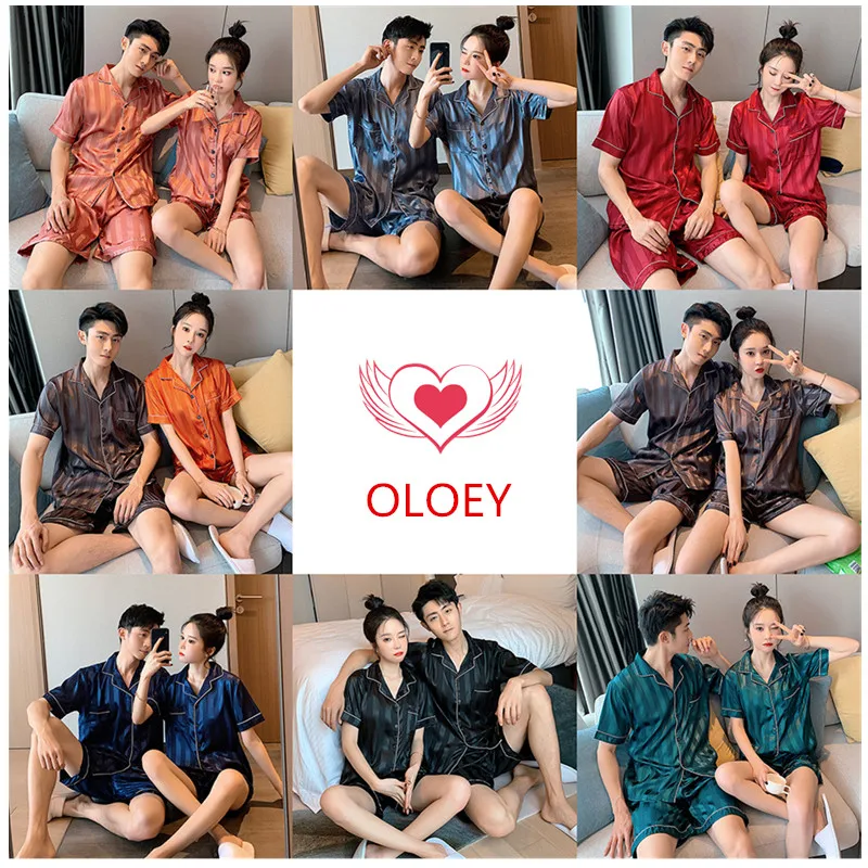 2021 Summer Homewear Couple 's Pajamas Set Short Sleeve Satin Silk Thin Plus Size Loose Men Women 's Two Piece Suit Casual Tops 
2021 Summer Homewear Couple 's Pajamas Set Short Sleeve Satin Silk Thin Plus Size Loose Men Women 's Two Piece Suit Casual Tops