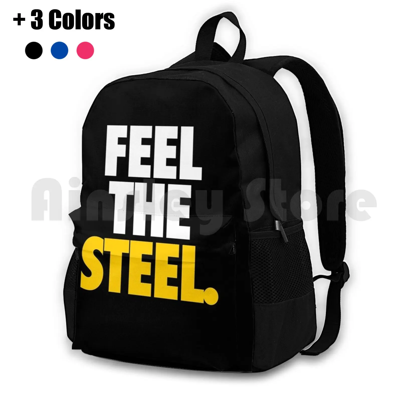 Feel The Steel. Outdoor Hiking Backpack Waterproof Camping Travel Feel Metal Pro Football Parody Kiss Me Might Irish St Saint 
Feel The Steel. Outdoor Hiking Backpack Waterproof Camping Travel Feel Metal Pro Football Parody Kiss Me Might Irish St Saint