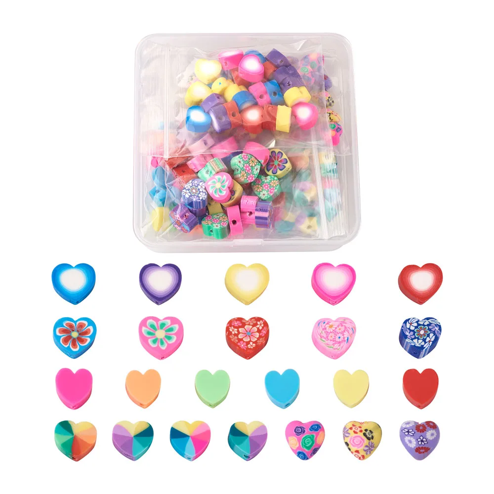 

1set Polymer Clay Beads Assorted Color Flower Heart Fruit Loose Spacer Beads for DIY Bracelet Necklace Jewelry Crafts