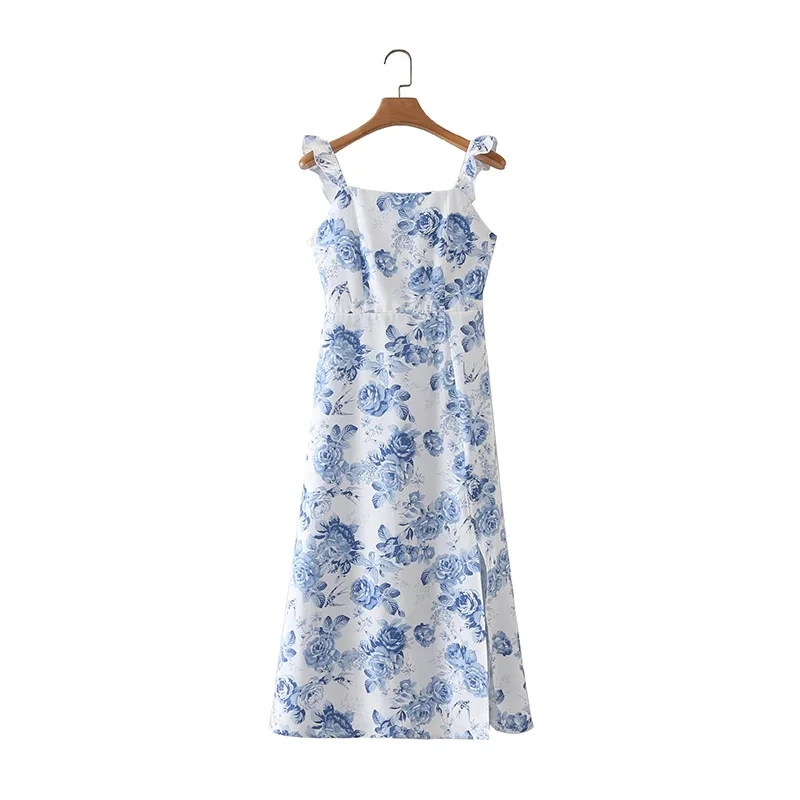 Summer Women Elegant Printing Side Slit Suspender Midi Dress Female Sleeveless Clothes Casual Lady Loose Vestido D7815
Summer Women Elegant Printing Side Slit Suspender Midi Dress Female Sleeveless Clothes Casual Lady Loose Vestido D7815