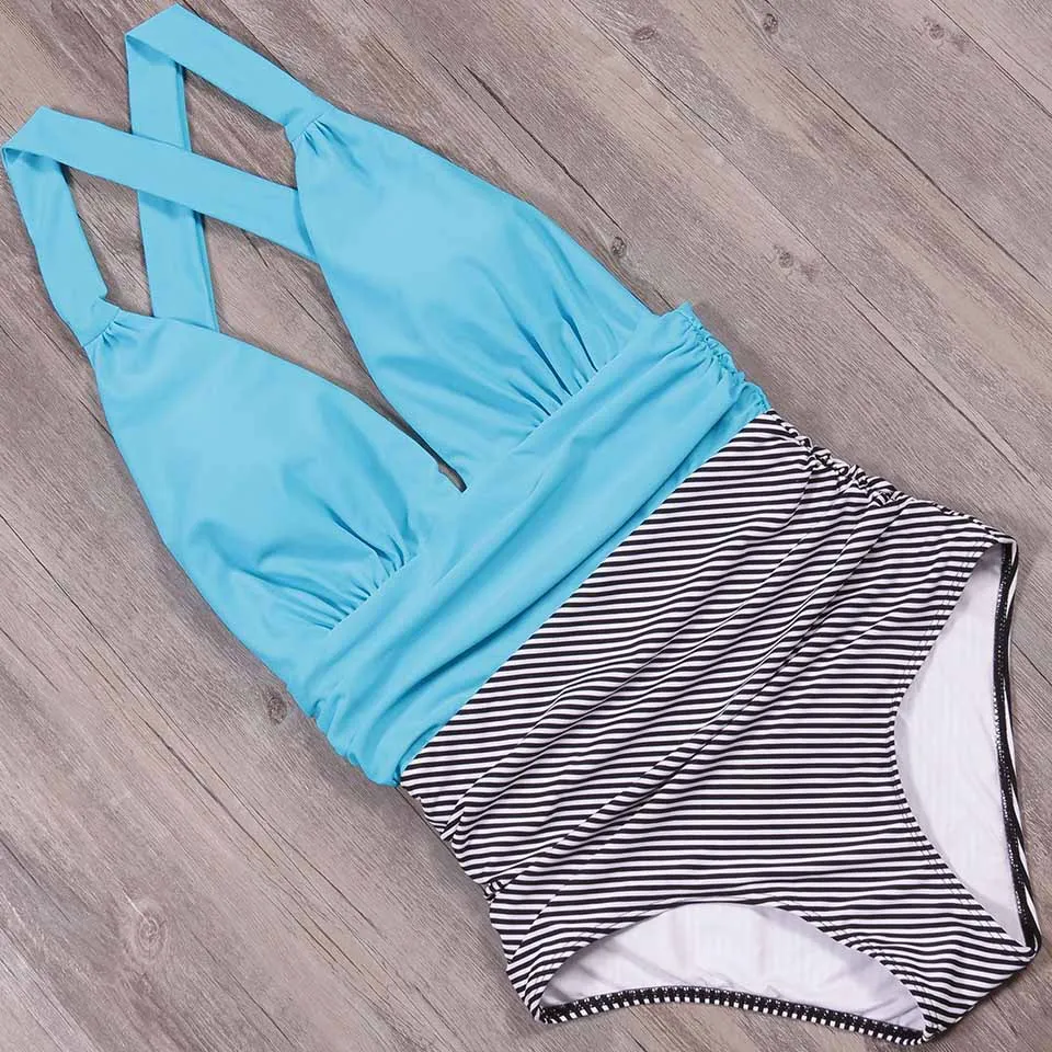 JESSIC Splicing One-piece Lattice Striped Swimsuit Hanging Neck Lace Sexy Swimsuit High Waist Swimsuit Halter Beachwear 
JESSIC Splicing One-piece Lattice Striped Swimsuit Hanging Neck Lace Sexy Swimsuit High Waist Swimsuit Halter Beachwear