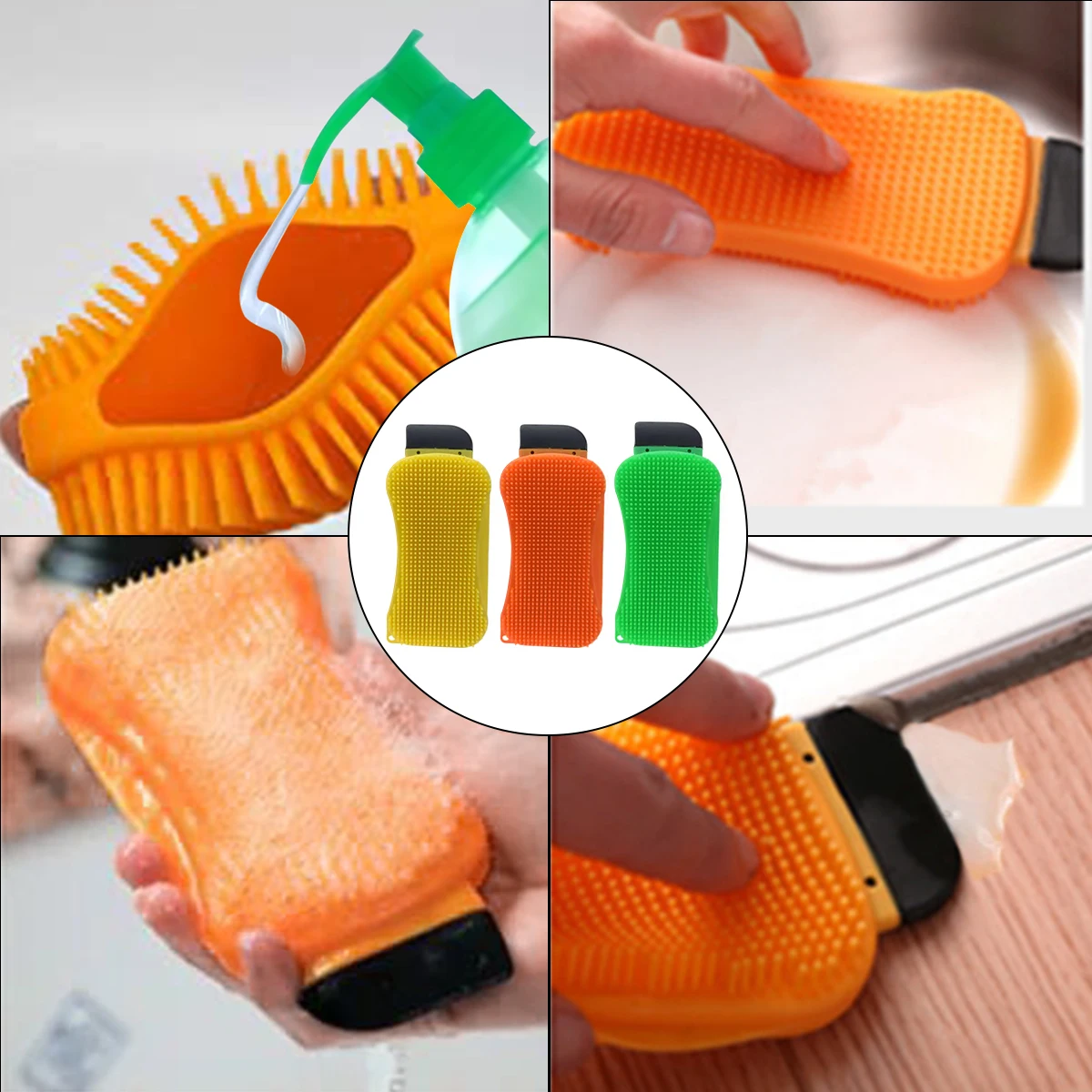 3-in-1 Kitchen Cleaning Tool Sponge Brush Silicone Cleaning Brush Washing Pan Dish Bowl Sponge Scraper With Soap Dispenser
3-in-1 Kitchen Cleaning Tool Sponge Brush Silicone Cleaning Brush Washing Pan Dish Bowl Sponge Scraper With Soap Dispenser