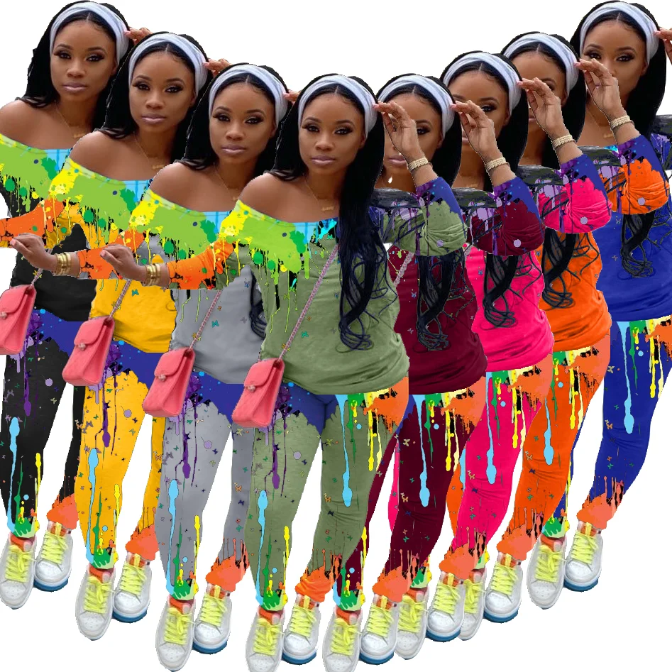 Graffiti Print Women 2 Piece Set Autumn Long Sleeve Off Shoulder Top Casual Slim Jogging Pants Femme Workout Fitness Outfits
Graffiti Print Women 2 Piece Set Autumn Long Sleeve Off Shoulder Top Casual Slim Jogging Pants Femme Workout Fitness Outfits